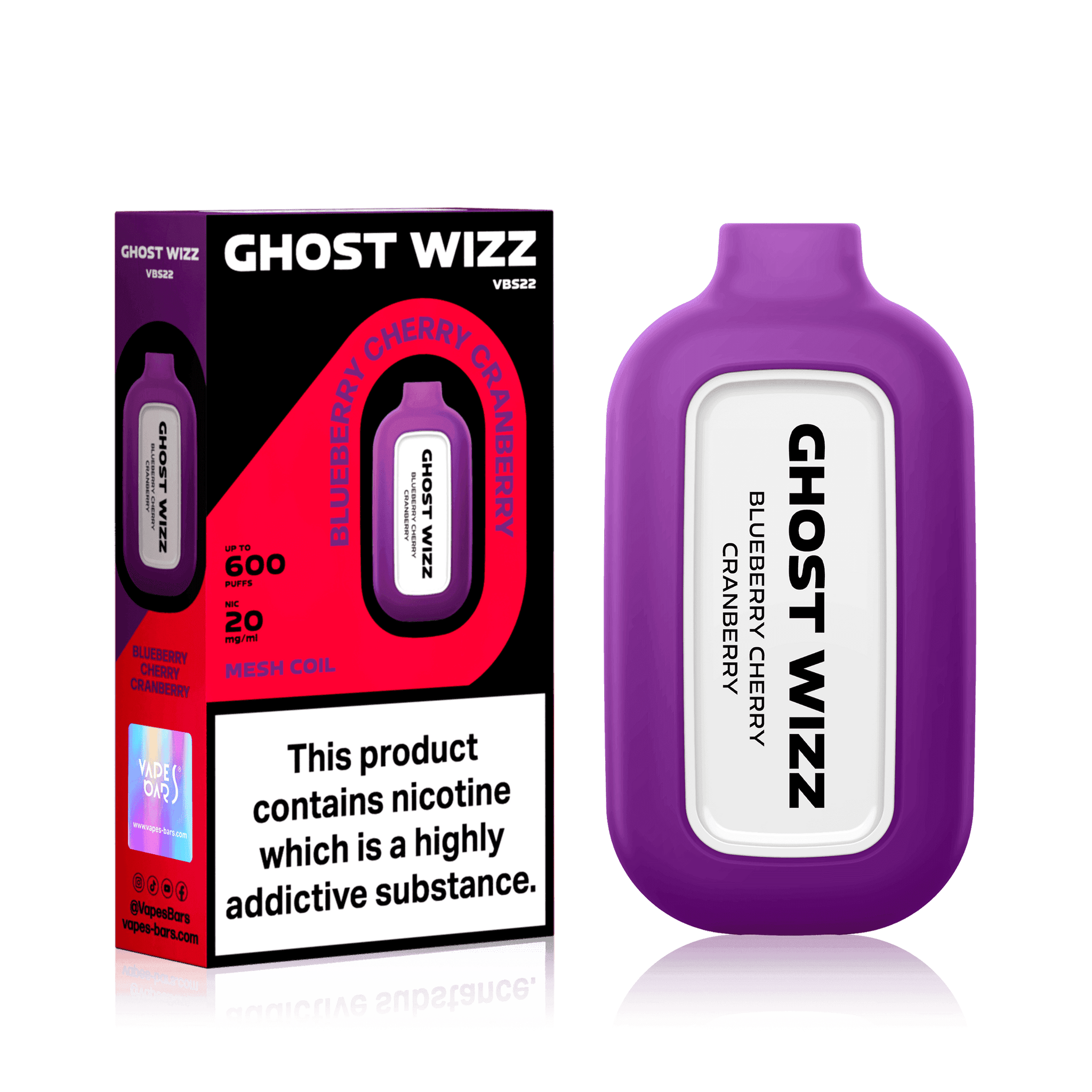 GHOST WIZZ BLUEBERRY CHERRY CRANBERRY Disposable Vape - Click & Vape